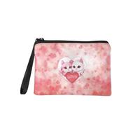 Jeiento Borsa per trucchi con cerniera, per donne e ragazze, piccola portamonete alla moda, da viaggio, lavoro, shopping, con clip per banconote, borsetta per San Valentino, regalo per fidanzata e