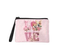 Jeiento Borsa per trucchi con cerniera, per donne e ragazze, piccola portamonete alla moda, da viaggio, lavoro, shopping, con clip per banconote, borsetta per San Valentino, regalo per fidanzata e