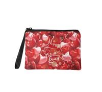 Jeiento Borsa per trucchi con cerniera, per donne e ragazze, piccola portamonete alla moda, da viaggio, lavoro, shopping, con clip per banconote, borsetta per San Valentino, regalo per fidanzata e