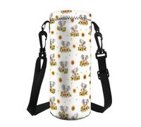 Jeiento Borsa porta bottiglia d'acqua gialla con girasole elefanti borsa per bottiglia d'acqua con tracolla borsa a tracolla per escursioni, vacanze, palestra, parco sport