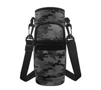 Jeiento Borsa porta bottiglia d'acqua nera mimetica con tracolla e tasche isolate porta bottiglia per donne uomini accessori da viaggio sport