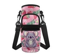 Jeiento Borsa porta bottiglie d'acqua per bottiglie in acciaio inox e plastica a tracolla con tracolla regolabile e tasche con cerniera, Carino Koala Fragola