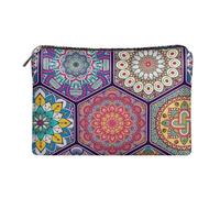 Jeiento Borse cosmetiche da viaggio in pelle Borsa cosmetica impermeabile con cerniera per donne ragazza chiusura a cerniera custodia da viaggio multifunzione, Mandala Boho, Borsa da viaggio