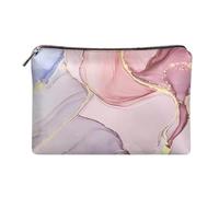 Jeiento Borse cosmetiche da viaggio in pelle per donne e uomini con chiusura a cerniera sacchetto da viaggio impermeabile borsa portaoggetti multifunzionale, Marmo rosa., Borsa da viaggio