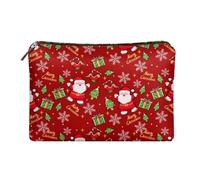 Jeiento Borse cosmetiche da viaggio in pelle per donne e uomini con chiusura a cerniera sacchetto da viaggio impermeabile borsa portaoggetti multifunzionale, Buon Natale Babbo Natale Albero Candy,