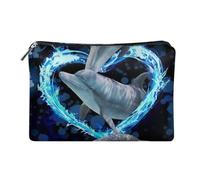 Jeiento Borse cosmetiche da viaggio in pelle per donne e uomini con chiusura a cerniera sacchetto da viaggio impermeabile borsa portaoggetti multifunzionale, Sea Delphin Blue Hea, Borsa da viaggio