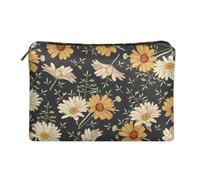 Jeiento Borse cosmetiche impermeabili in pelle da viaggio per lo shopping monete organizer con cerniera borsa da toilette per donna per pennelli gioielli accessori collezione, Stile vintage margherita