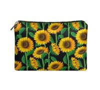 Jeiento Borse cosmetiche impermeabili in pelle da viaggio per lo shopping monete organizer con cerniera borsa da toilette per donna per pennelli gioielli accessori collezione, Giallo Girasole
