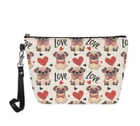 Jeiento Borse cosmetiche per le donne Viaggio Portatile Piccolo Trucco Sacchetto di Toilette Organizzatore PU Pelle, Cuore di carlino, L