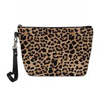 Jeiento Borse cosmetiche per le donne Viaggio Portatile Piccolo Trucco Sacchetto di Toilette Organizzatore PU Pelle, Leopard, L
