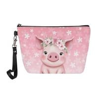 Jeiento Borse cosmetiche per le donne Viaggio Portatile Piccolo Trucco Sacchetto di Toilette Organizzatore PU Pelle, Maiale Fiore, L