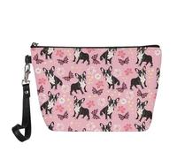 Jeiento Borse cosmetiche per le donne Viaggio Portatile Piccolo Trucco Sacchetto di Toilette Organizzatore PU Pelle, Simpatico cucciolo di bulldog francese, L