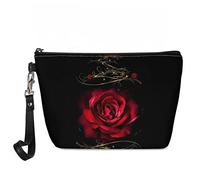 Jeiento Borse cosmetiche per le donne Viaggio Portatile Piccolo Trucco Sacchetto di Toilette Organizzatore PU Pelle, Rosa rossa., L