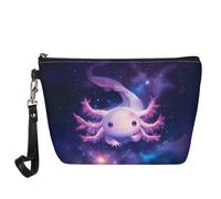 Jeiento Borse cosmetiche per le donne Viaggio Portatile Piccolo Trucco Sacchetto di Toilette Organizzatore PU Pelle, Galaxy Axolotl, L