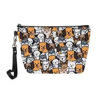 Jeiento Borse cosmetiche per le donne Viaggio Portatile Piccolo Trucco Sacchetto di Toilette Organizzatore PU Pelle, Tema Cane, L