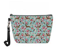 Jeiento Borse cosmetiche per le donne Viaggio Portatile Piccolo Trucco Sacchetto di Toilette Organizzatore PU Pelle, Bassotto blu, L