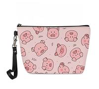 Jeiento Borse cosmetiche per le donne Viaggio Portatile Piccolo Trucco Sacchetto di Toilette Organizzatore PU Pelle, maialino rosa., L