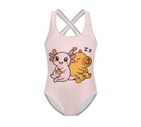 Jeiento Capybara - Costume da bagno intero da bambina, 5-14 anni, Cartone animato Axolotl e Capibara, 7-8 Anni