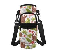 Jeiento Carino bradipo bottiglia d'acqua manica foglia di palma porta acqua supporto esterno in acciaio inox e plastica bottiglia manica per donne ragazze