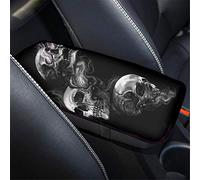 Jeiento Cool Skull Auto Center Console Bracciolo Copertura Pad per Donne Uomini Universale Fit Soft Comfort Console Centrale Bracciolo Cuscino Protector per Auto (Nero)