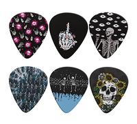 Jeiento Cool Skull, plettri per chitarra classica triangolare, 0,96 mm, per basso, chitarra acustica ed elettrica, confezione da 6