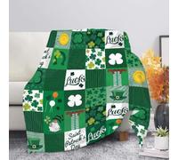 Jeiento Coperta a quadri a tema San Patrizio, morbidissima, calda, per feste irlandesi, divano, sedia, decorazione per il giorno di San Patrizio
