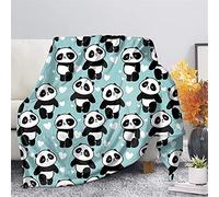 Jeiento Coperta in pile di flanella con motivo panda carino, leggera e accogliente coperta in peluche, per camera da letto, soggiorno, divano e divano, 60 x 80 cm
