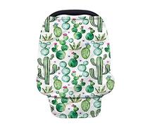 Jeiento Copertura elastica per seggiolino auto con stampa cactus, multiuso, per seggiolino auto e infermieristica/versatile per allattamento al seno e passeggino e seggiolone per allattamento