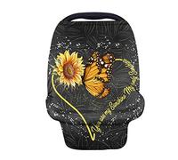Jeiento Copertura per allattamento al seno con stampa di girasole e farfalle, coprisedile auto per bambini