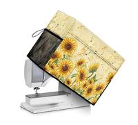 Jeiento Copertura per macchina da cucire con tasche per accessori extra, protezione antipolvere per macchine da cucire standard, Girasole Gialle Note Musicali, Beauty Case