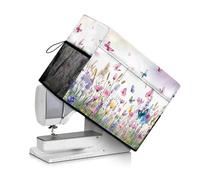 Jeiento Copertura per macchina da cucire - Copertura antipolvere protettiva con tasche essenziali per cucire e riporre oggetti, Farfalle floreali ad acquerello, Beauty Case