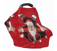 Jeiento Copertura per seggiolino auto per bambini, elastico, per seggiolino auto, multiuso, per infermiere, versatile e per allattamento, passeggino, copertura per seggiolone, stampa Babbo Natale