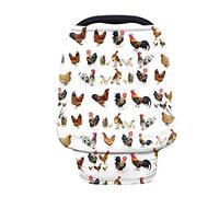 Jeiento Copertura protettiva per seggiolino auto con motivo di pollo, per neonati e mamme, per allattamento, sciarpa, tettoie per carrozzina, colore: bianco