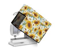 Jeiento Copertura universale per macchina da cucire con manico, per proteggere la tua macchina da cucire, lavabile in lavatrice, Girasole Gialla Margherita, Beauty Case