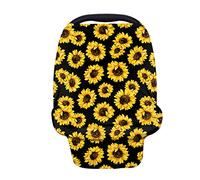 Jeiento Coprisedile auto girasole per allattamento per neonata - Copertura multiuso - Copertura per allattamento al seno - Ultra morbida ed elastica
