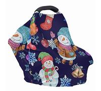 Jeiento Coprisedile auto natalizio per neonata - Copertura multiuso - Copertura per allattamento al seno - Ultra morbida ed elastica con stampa X-Mas pupazzo di neve
