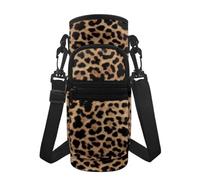 Jeiento Custodia leggera per bottiglia d'acqua Custodia per borsa marrone leopardata porta bottiglia d'acqua portabottiglie alla moda borsa a tracolla accessori da viaggio portatili