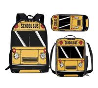 Jeiento Galaxy Wolf - Set 3 in 1 con zaino e borsa per il pranzo con animali e astuccio per matite per ragazzi zaino elementare per scuola media, Scuolabus, Taglia unica, Zaini Daypack