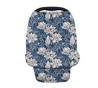 Jeiento Hawaiian Blue Lotus Stampa Seggiolino auto Baldacchino e copertura di infermieristica Grande Seggiolino auto Baldacchino Allattamento Sciarpa Baby Girls Doccia Regalo