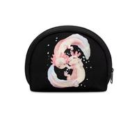 Jeiento Mini portamonete impermeabile con cerniera, pochette morbida e piccola borsa per il trucco, regalo squisito per donne e ragazze, Due Axolotl, Portamonete