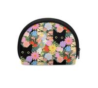 Jeiento Mini portamonete impermeabile con cerniera, pochette morbida e piccola borsa per il trucco, regalo squisito per donne e ragazze, Gatto carino in fiori, Portamonete