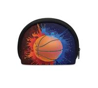 Jeiento Mini portamonete impermeabile con cerniera, pochette morbida e piccola borsa per il trucco, regalo squisito per donne e ragazze, Fuoco Acqua Basket, Portamonete