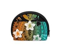 Jeiento Mini portamonete per donne e bambini, portamonete, universale, piccolo, morbido sacchetto con cerniera, perfetto per il tuo stile, Plumeria Modello Polinesiano, Portamonete