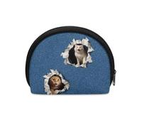 Jeiento Mini portamonete per donne e bambini, portamonete, universale, piccolo, morbido sacchetto con cerniera, perfetto per il tuo stile, Gatto nel Buco, Portamonete