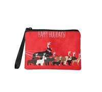 Jeiento Piccola borsa per il trucco, per le donne, piccola borsa da trucco, da viaggio, da toeletta, da viaggio, accessori da viaggio, portamonete, Renna di Natale-rosso, small, Portamonete