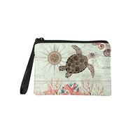 Jeiento Piccolo portamonete portamonete portamonete portafogli per donne viaggio shopping fermasoldi borsa borsa con cerniera pochette, Tartaruga marina, S, Portamonete