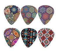 Jeiento Plettri per chitarra Boho Mandala - assortiti, medi, confezione da 6 - sensazione naturale, tono caldo, per chitarra acustica, elettrica, basso