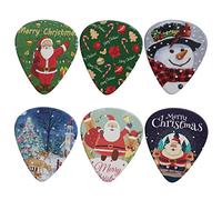 Jeiento Plettri per chitarra con Babbo Natale, pupazzo di neve, fiocco di neve, regalo unico per chitarra acustica elettrica e basso (confezione da 6), taglia unica