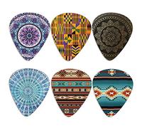Jeiento, plettri per chitarra in stile bohémien con mandala, plettri per chitarra da 6 pezzi, in ABS per chitarra acustica, elettrica, basso, 0,96 mm