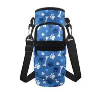 Jeiento Porta bottiglie d'acqua con stampa di zampa di cane e osso in acciaio inox porta bottiglia in plastica per uomo/donna per camminare, escursionismo, campeggio, palestra